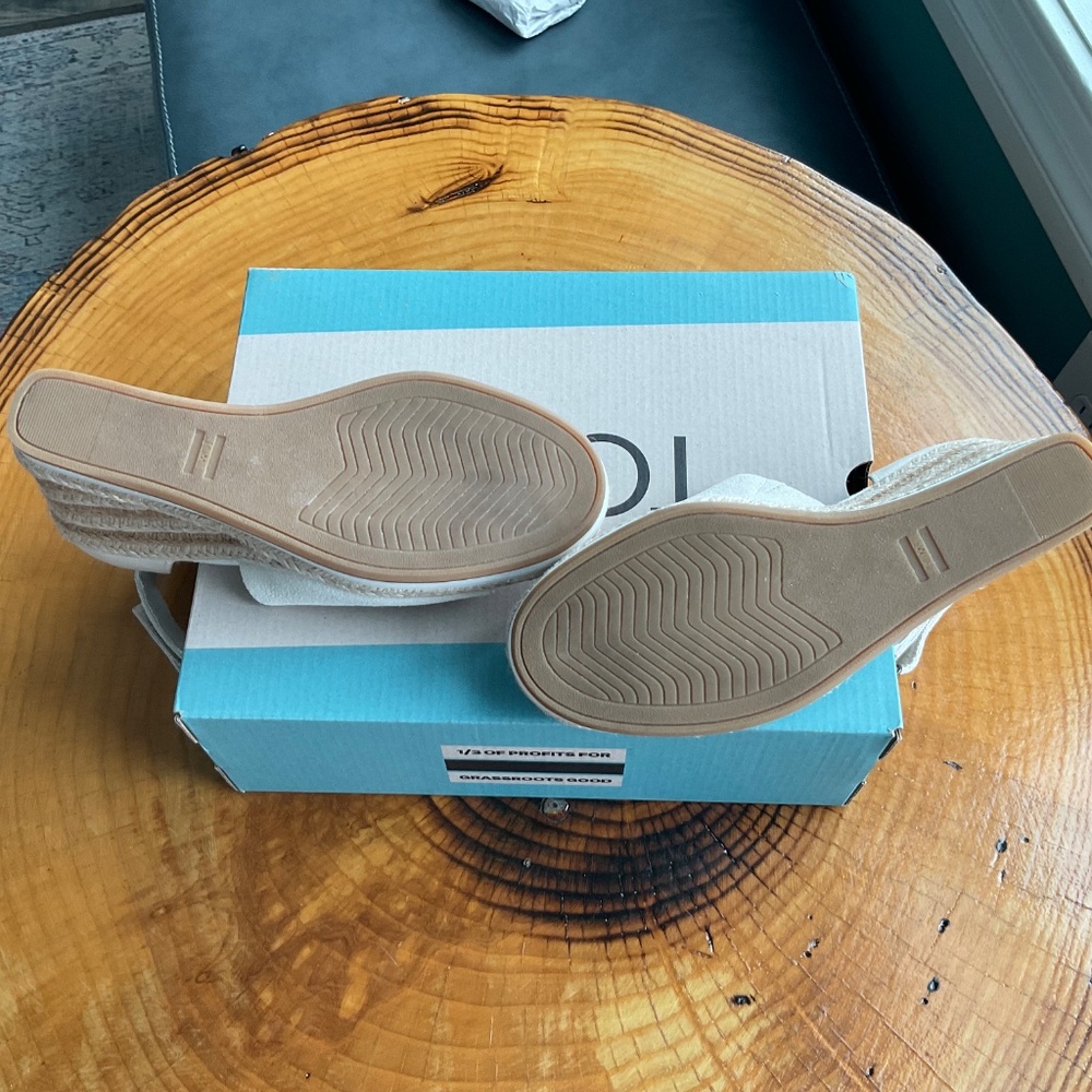 TOMS Marisol Espadrille Suede/Canvas Wedge Sandal Women’s 7 w/ box - Picture 6 of 13